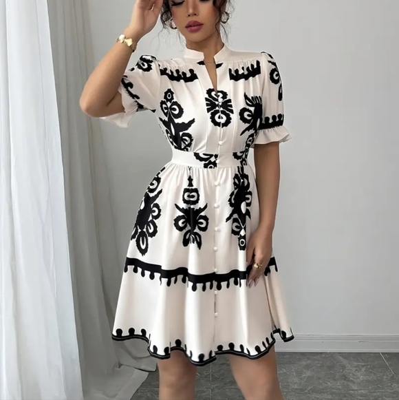 3/$30 Elegant Black and White Dress - Picture 3 of 8